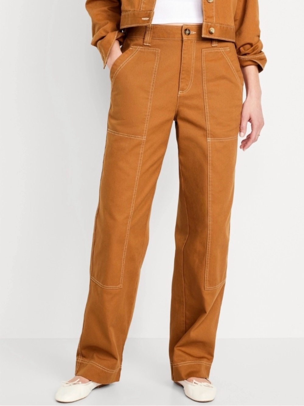 Old Navy High-Rise Straight Utility Carpenter Pants Brown Size 18